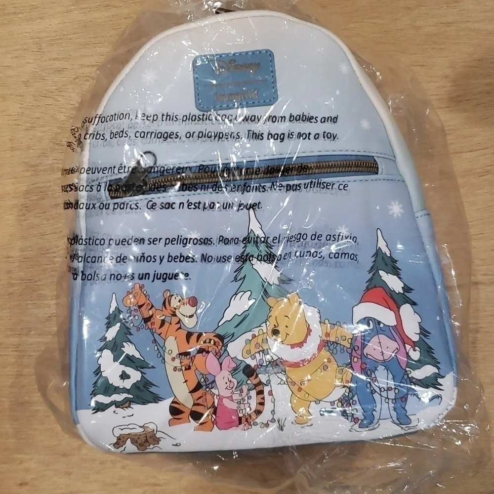 𝅺loungefly Disney Winnie The Pooh Friends Holiday Mini Backpack NWT